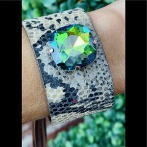 Leather and rhinestone adjustable bracelet. NWOT.